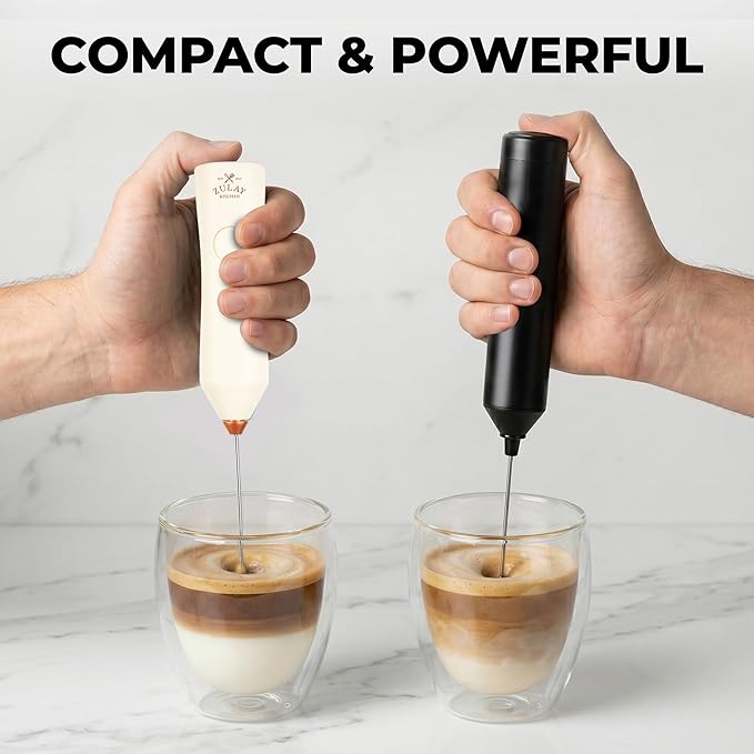 Zulay Kitchen Rechargeable Milk Frother - Dynamic - 3 Speeds, 3 Whisk Attachments, 500 mAh USB Charging, Drink Mixer For Latte, Cappuccino, Matcha, Protein Powder, Coffee Foam - Cream Copper