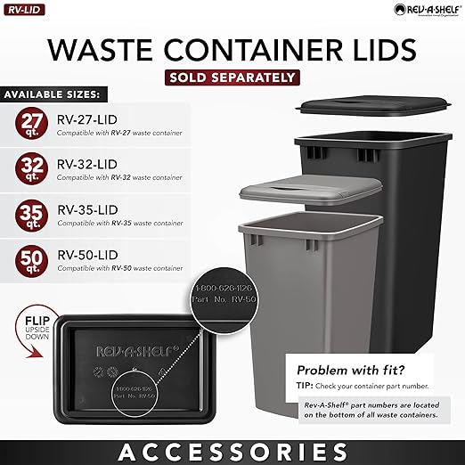 Rev-A-Shelf 35 qt. Silver Polymer Replacement Waste Container Pullouts