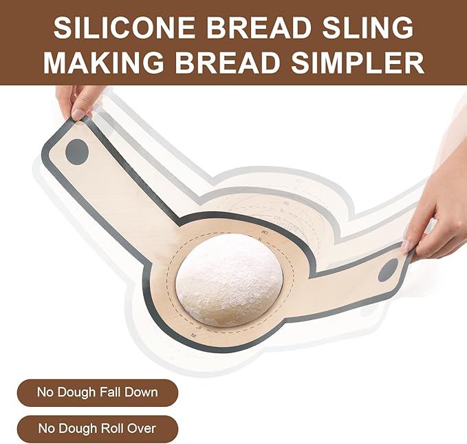 3 PCS Silicone Bread Sling for Dutch Oven Liners, Non Stick & Easy to Clean Silicone Bread Baking Mat with Extra Long Handles, Reusable Round Silicone Baking Mats to Transfer Sourdough Bread