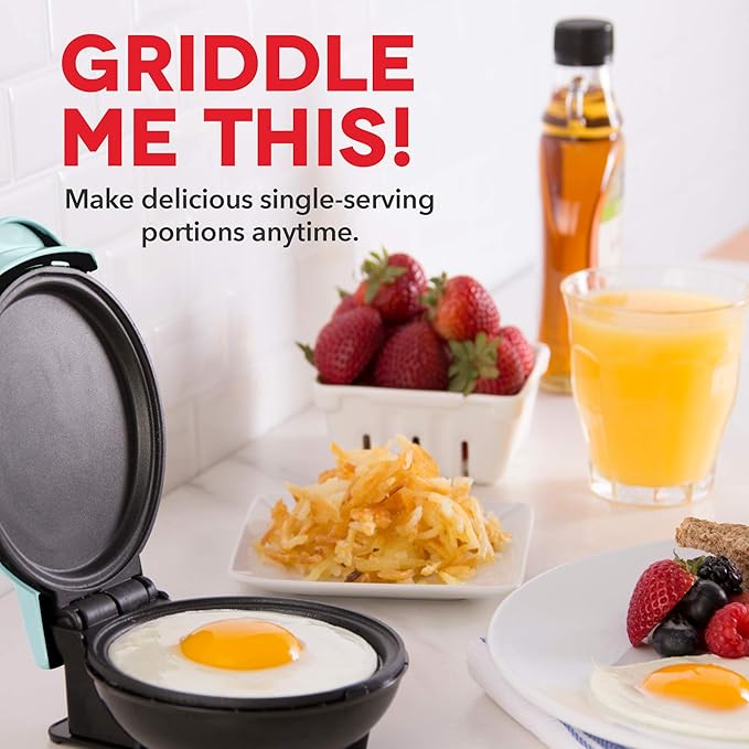 DASH Deluxe Everyday Electric Griddle (20" x 10.5", 1500 Watts) + DASH Mini Griddle Maker (4 Inch, 350 Watts) - Aqua