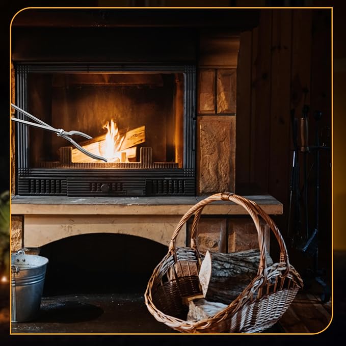 KEESHA 40" Fire Tongs Fire Pit Tongs Set, 40" Fire Poker Set Stainless Steel Log Grabbers Fire Pit Tools Fireplace Tongs for Outdoor Indoor Campfire Picnic Backyard Accessories