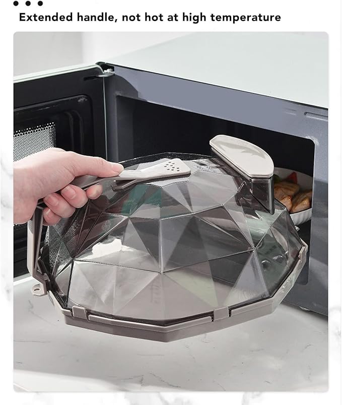 Tyenaza Microwave Cover, Microwave Splatter Cover Microwave Plate Food Cover Guard Lid with Extension Handle & Steam Vents for Microwave Oven