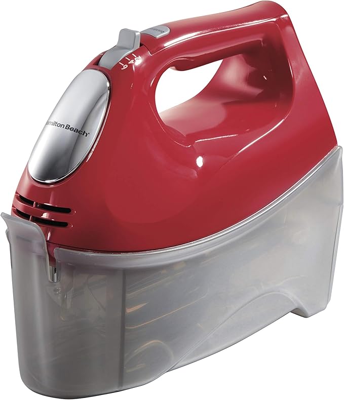 Hamilton Beach 6-Speed Electric Hand Mixer, Red & Electric Vegetable Chopper & Mini Food Processor, 3-Cup, 350 Watts, for Dicing, Mincing, and Puree, Black (72850)