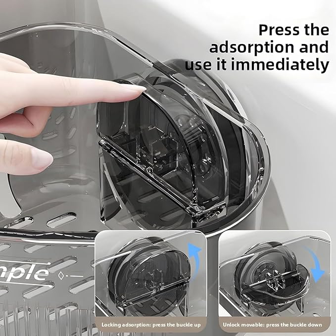 2PCS Sink Organizer Rack for Kitchen for Sponges, Scrubbers, Sink Corner Drain Box,with Adhesive Suction Cup Mount(Black)