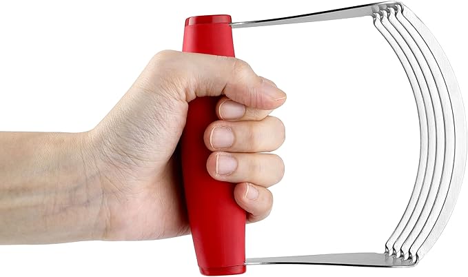 Spring Chef Red XL Size Dough Blender Tool For Baking, Heavy Duty Pastry Blender Tool for Easy Mixing, Stainless Steel Pastry Cutter with Sharp Blades, Dishwasher Safe Dough Mixer