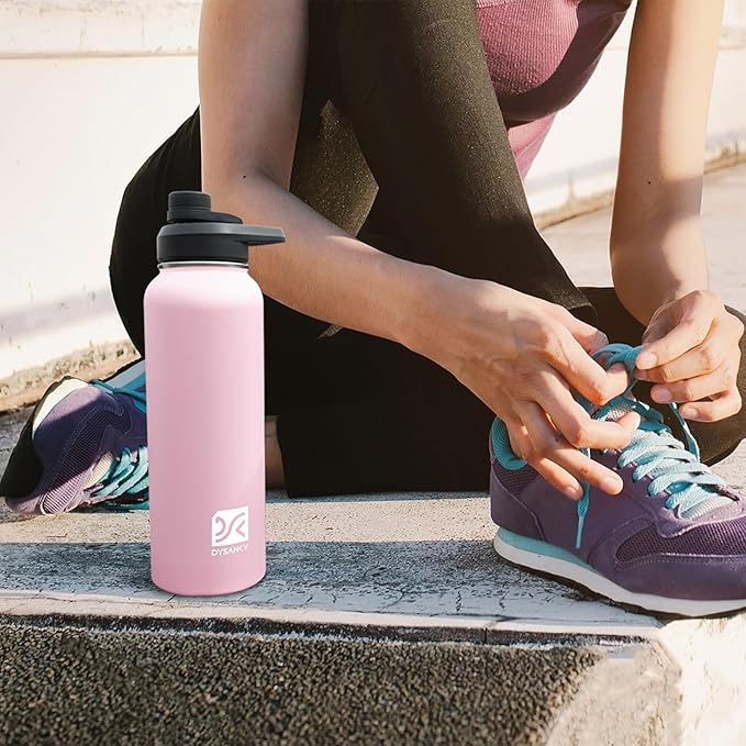 DYSANKY 40 oz Insulated Water Bottle | Thickened Stainless Steel Vacuum Metal | Portable Sports Water Jug for Gym and Hiking with Straw, Carrier Bag, Handle Strap | BPA-Free 40 oz, Black