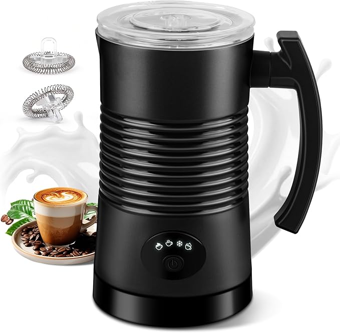 Milk Frother and Steamer, 4-in-1 Electric Milk Frother and Warmer, Hot & Cold Foam Maker, 11.8oz Capacity, Fast Heating, Quiet Coffee Frother for Latte, Cappuccino & Hot Chocolate