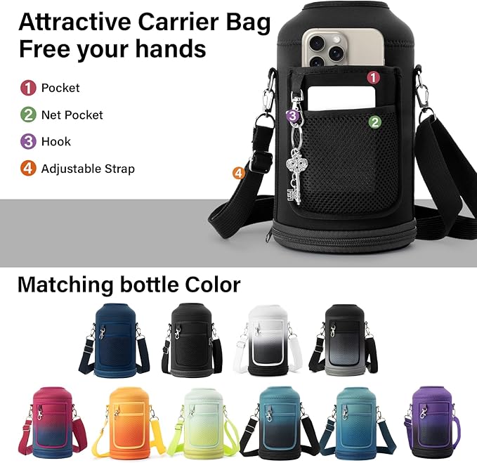 DYSANKY 1 Gallon Water Bottle Insulated | Thickened Stainless Steel Vacuum Metal Water Jug | Portable Sports Large for Gym and Hiking with Straw, Carrier Bag, Handle Strap | BPA-Free 128 oz