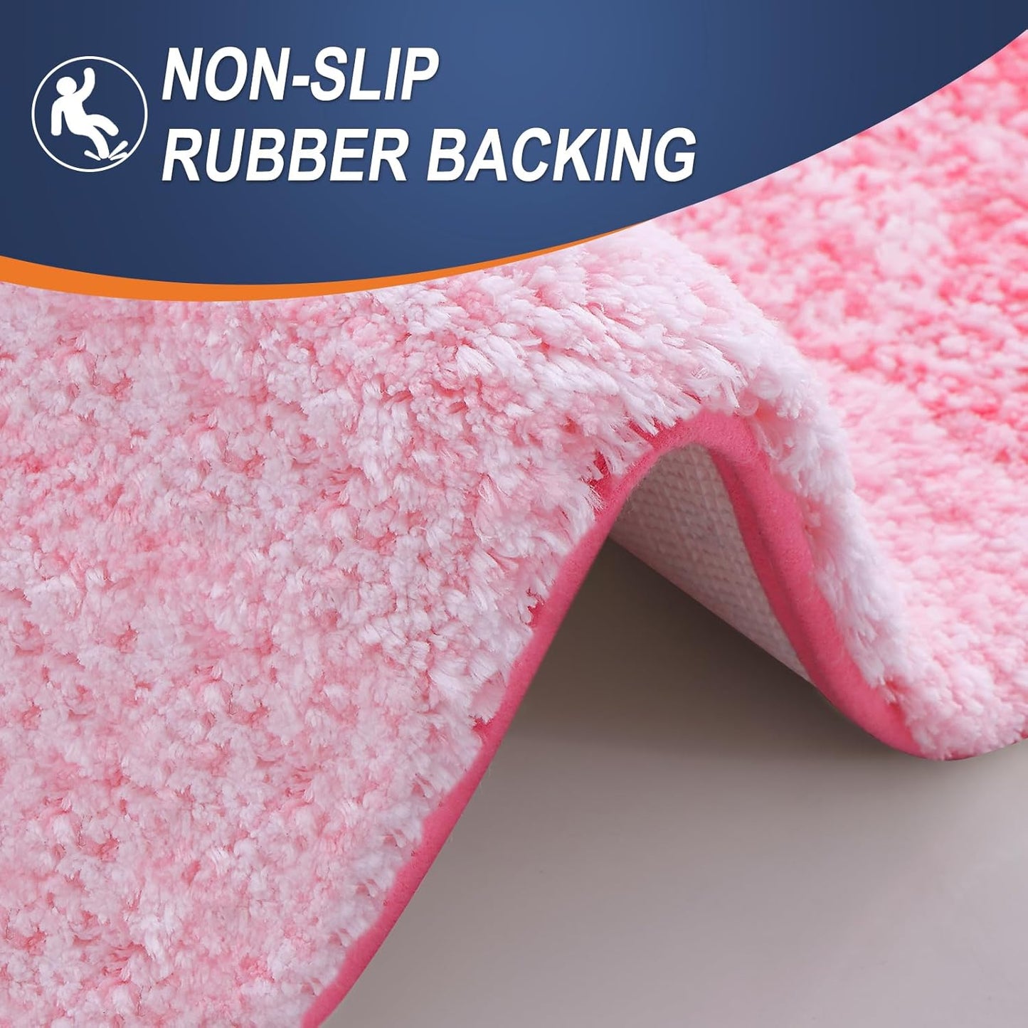 OLANLY Bathroom Runner Rugs 47x17, Extra Soft Absorbent Microfiber Bath Rugs, Rubber Backing, Quick Dry, Machine Washable Bath Mats for Bathroom Floor, Tub and Shower, Home Decor Accessories, Pink