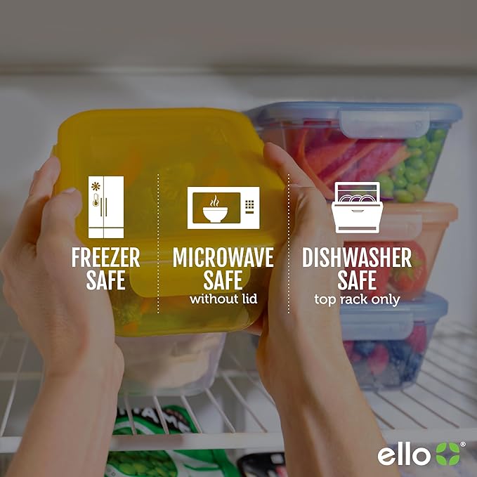 Ello Snap & Nest 10-Piece 4.5 Cup Plastic Meal Prep Set, Reusable Food Containers for Healthy Eating, Freezer, Dishwasher Safe, Seafoam