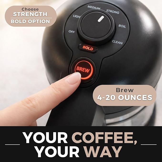 VINCI Micro Café Smallest Single-Serve Glass Coffee Brewer | Compatible with K-Cups, Pods & Ground Coffee | Enclosed & Circle Flow Brewing for Hotter, Richer Flavor | Brews 4oz to 20oz (Black)