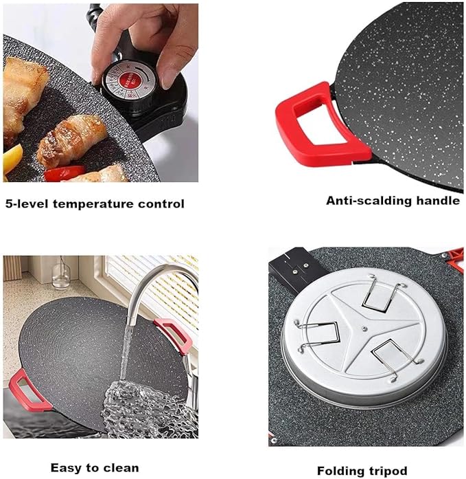Indoor Grills Electric Smokeless – Nonstick Electric Griddle for Indoor Use, Fast-Heating Compact & Versatile Cooking for Steaks, Pancakes, and BBQ (15.7inch)(14.2in)