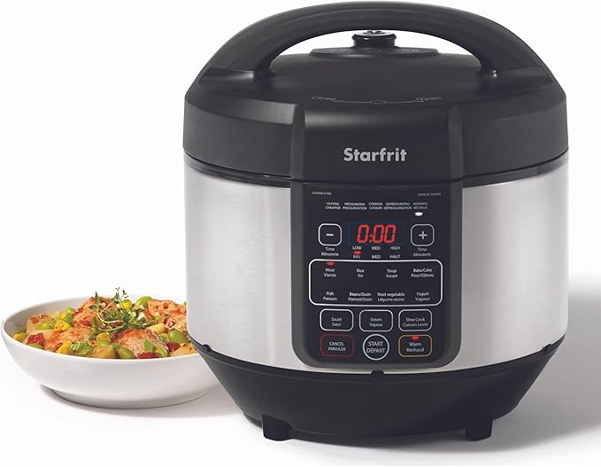 Starfrit Electric Pressure Cooker - 8L Capacity - Steam Tray, Measuring Cup & Spatula - 11 Preset Cooking Functions