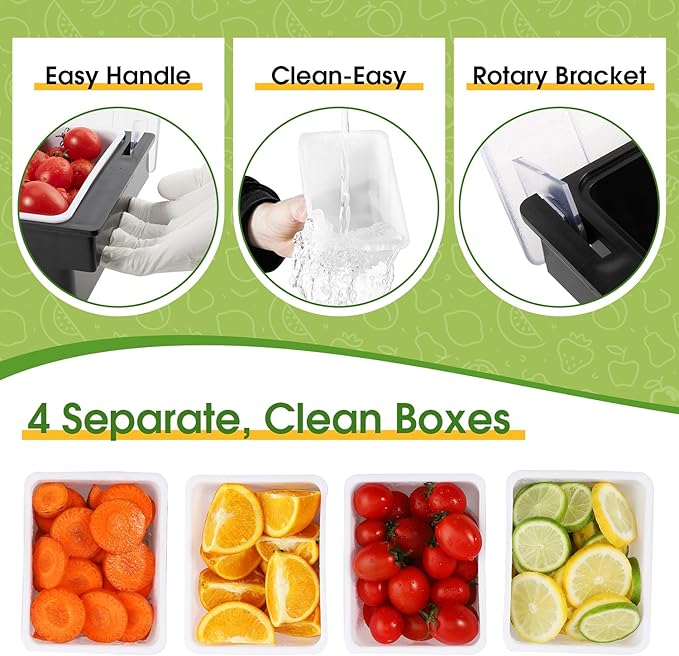 Fruit, Veggie & Condiment Caddy with Lid Dispenser Tray Garnish Station for Bartending & Serving Taco (2, 4 Compartment)