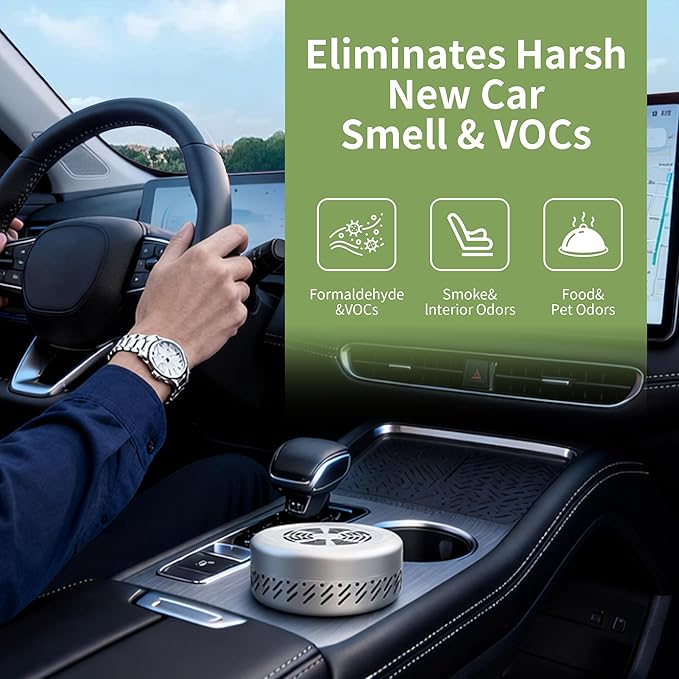 Car Odor Eliminator – Lasts 10 Years, Nano-Catalyst Deodorizer Air Purifier Destroys VOCs & Smoke – Powerful for Fridge, Closets & RVs – Better Than Charcoal, Ozone & Baking Soda