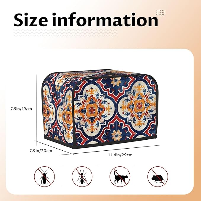 Purple Red Mandala Toaster Cover 2 Slice, Cute Rural Bread Machine Cover, Washable Dust-Proof Cover for Kitchen Small Appliance Cover,with Top Handle