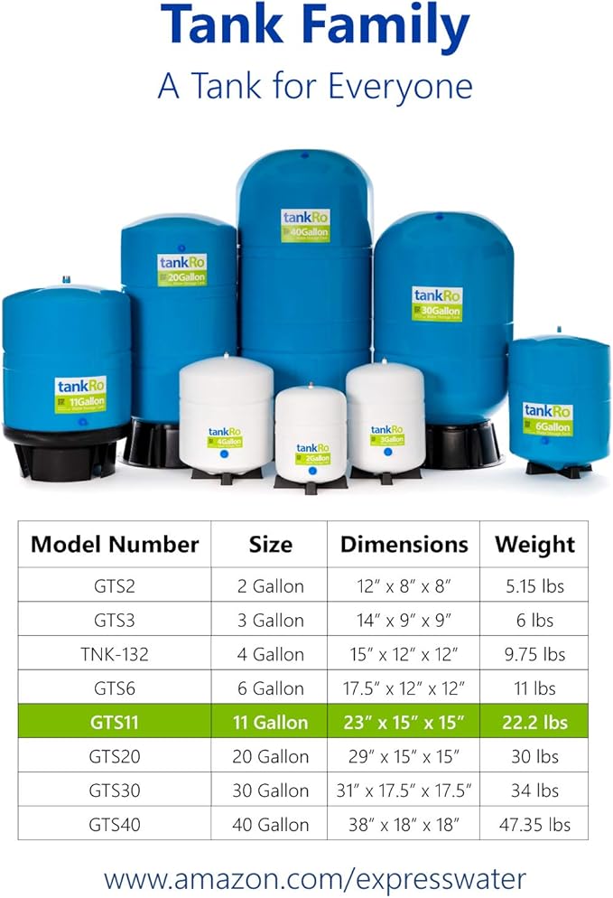 – RO Water Filtration System Expansion Tank – 11 Gallon Water Tank – Large Reverse Osmosis Water Storage Pressure Tank