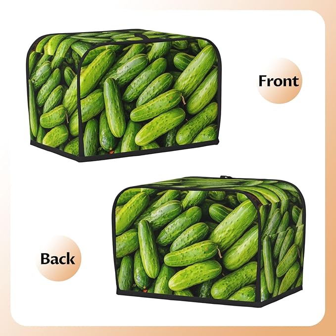 Green Cucumbers Toaster Cover 2 Slice, Cute Country Bread Machine Cover, Washable Toaster Kitchen Small Appliance Cover Stain Resistant,with Top Handle