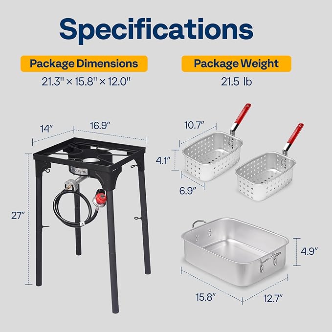 VIVOHOME Double Deep Fryer with 2 Baskets and 54,000 BTU Cast Iron Burner Stand