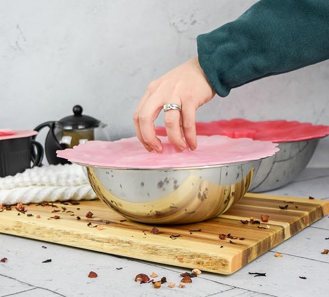 Charles Viancin Silicone Lids - Geranium Silicone Bowl Covers/Airtight Universal Pan Lids (9 Inch Light Pink)