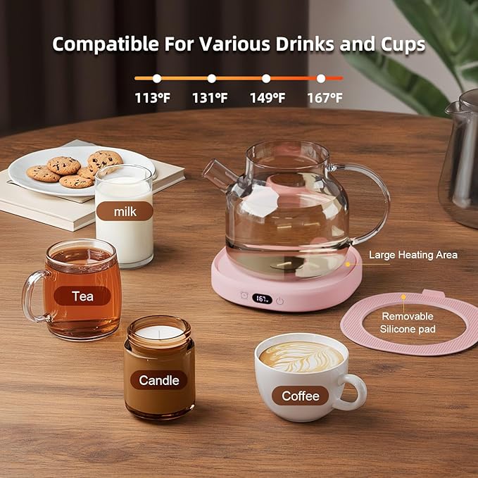 Coffee Mug Warmer & You are Awesome Mug Set, Smart Heated Electric Cup Warmer for Desk Office, 4 Temperature Control Beverage Tea Coffee Warmer, 8 Hrs Auto Shut Off Candle Plate, Ideal Gifts for Women