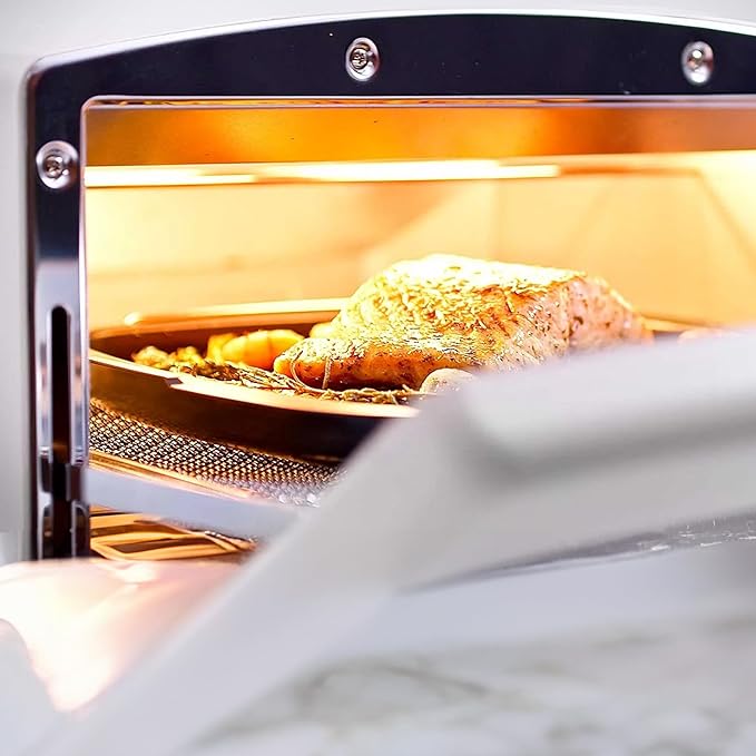 Countertop Toaster Oven, Compact Kitchen Appliance with Graphite Heating Technology, Eggshell White