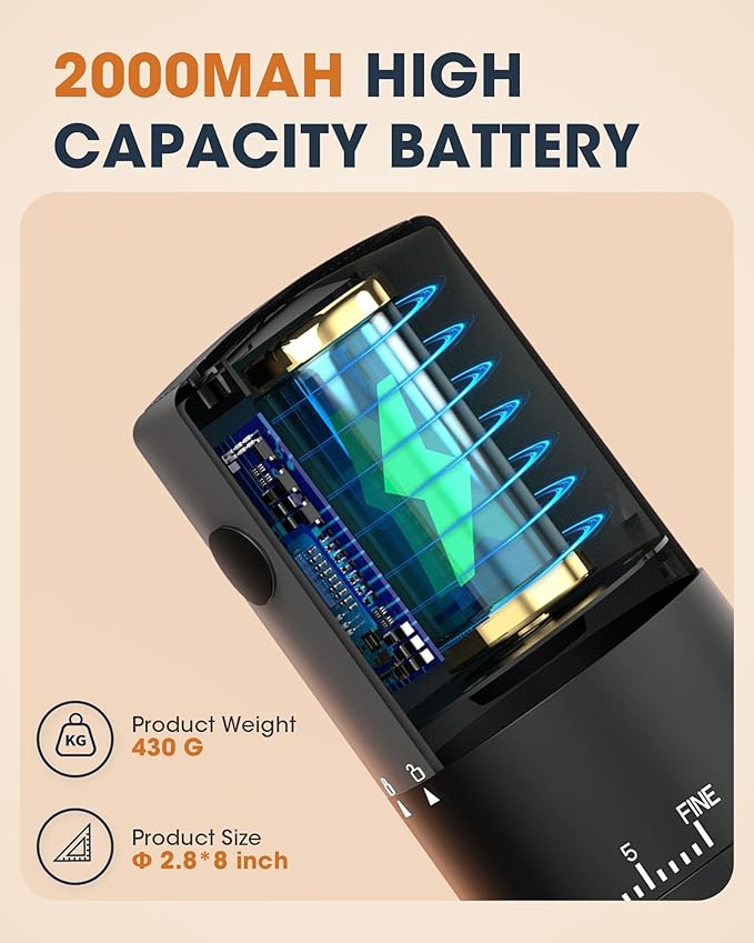 CEVING First Grind-While-Charging Rechargeable Coffee Grinder, 1.7X Faster Grinding with 38 External Adjustable Settings, Conical Ceramic Burrs & 2000mAh Battery, Portable for Travel, Camping, etc.