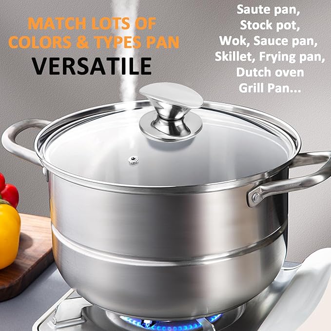 Tempered Glass Lid for Replacement, Clear Cover for Pans and Pots, 8, 9.5, 10.5, 11, 12, 12.5 Inch Lids for Cookware Cooking, Frying Pans, Skillets, Dutch Oven, Sauce Pan (10.5 In)