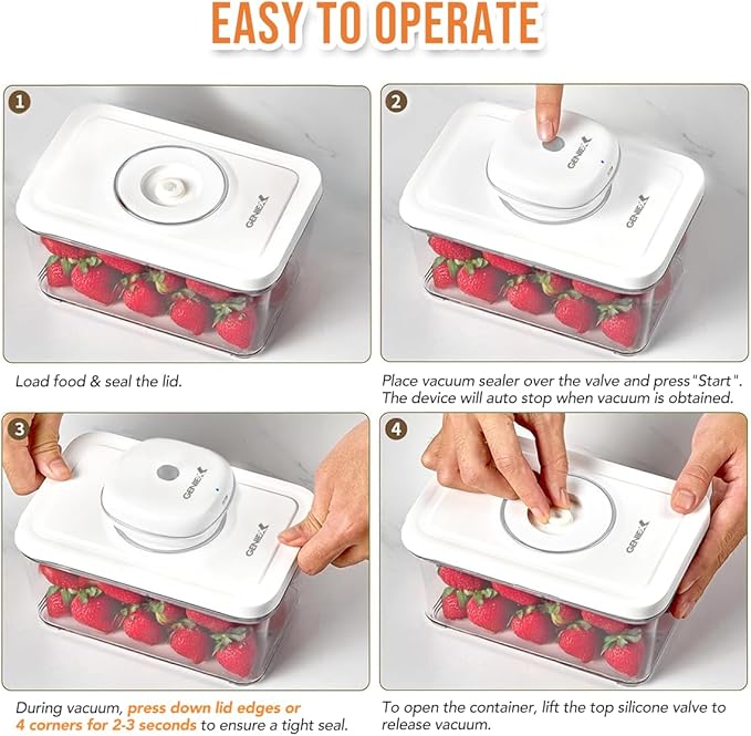 Food Storage Containers Set with Vacuum Sealer| Perfect food storage for all fruits, salads and snacks.