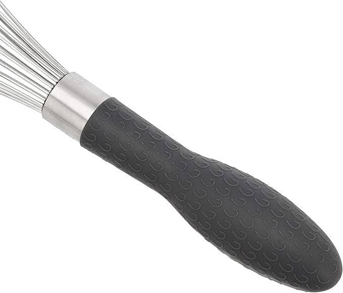 Amazon Basics Stainless Steel Wire Whisk Set for Cooking, Dishwasher Safe, 3 Piece, Black/Silver