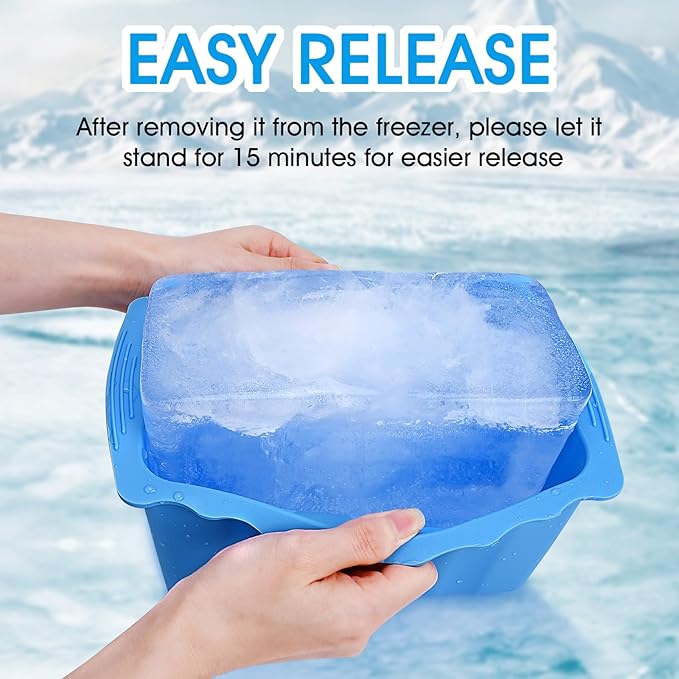 4PC Extra Large Ice Cube Molds Thicker Ice Bath Water Chiller Giant Ice Block Molds Silicone Ice Block Maker For Home Big Ice Cube Tray Reusable Athletes Cold Plunge Accessories Easy to Remove