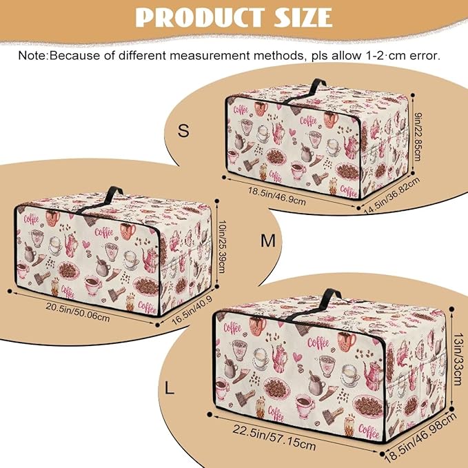Toaster Oven Dust Cover Dustproof Stylish Convection Microwave Ovens Cover Stain-resistant Small Countertop Appliance Protector, L, Coffee Mocha Pot Beige Pink
