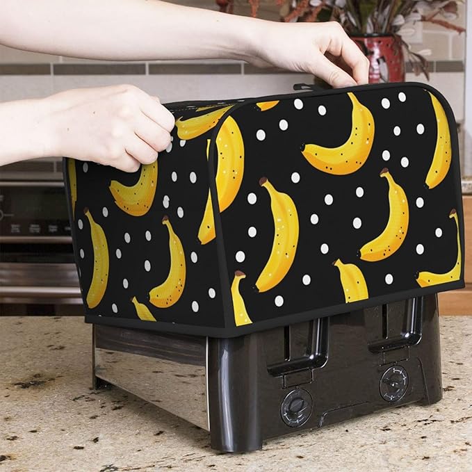 Cute Bananas Covers for Toasters 4 Slice,Cute Funny Bread Machine Cover with Handle,Washable Stain Resistant Kitchen Small Appliance Cover Dining Decor