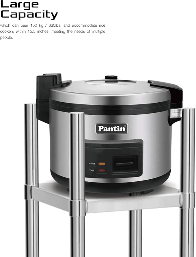 PANTIN® 14” x 14” Stainless Steel Rice Warmer Stand and Cart with Wheels & Brakes – Adjustable Height Stand for Commercial Food Warmers, Large Rice Cookers, and Commercial Cooking Equipment Stand
