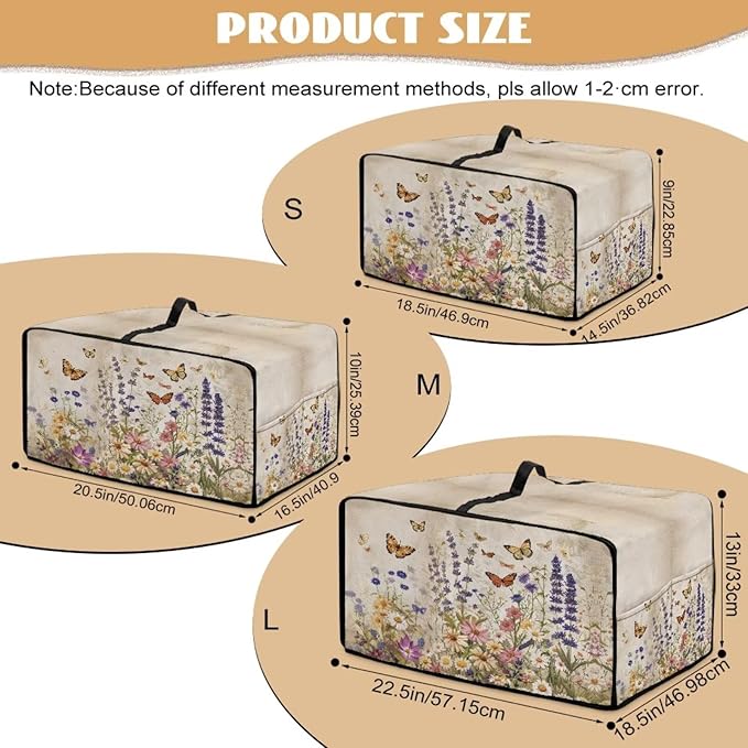 Toaster Oven Cover Washable Small Kitchen Appliance Dust Cover with Pockets, for Air Fryer Toaster Ovens, Microwaves, M, 16.5 x 20.5 x 10 Inches, Retro Floral Butterfly Print