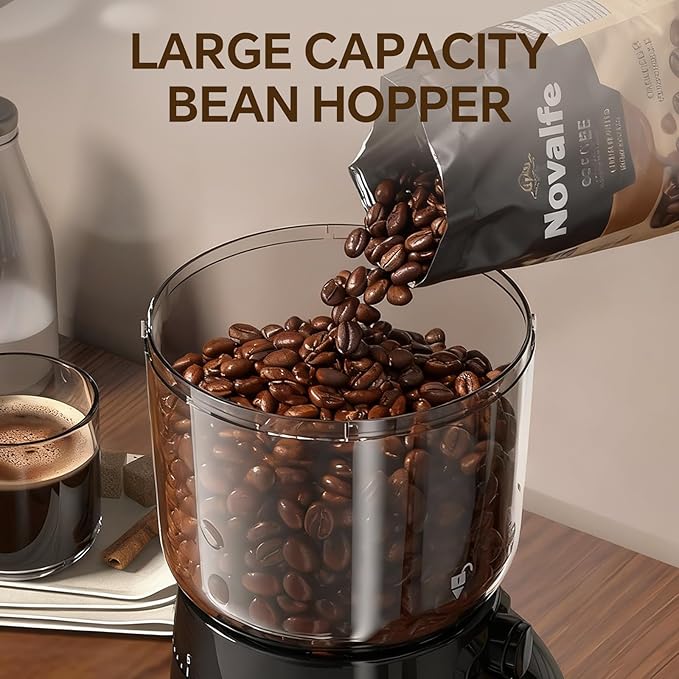 Electric Coffee Grinder, Burr Coffee Beans Grinder with 30 Grinding Settings, Burr Mill Grinder for Home Use, Touchscreen Adjustable 2-10 Cups or 40-Second Timer, Stainless Steel