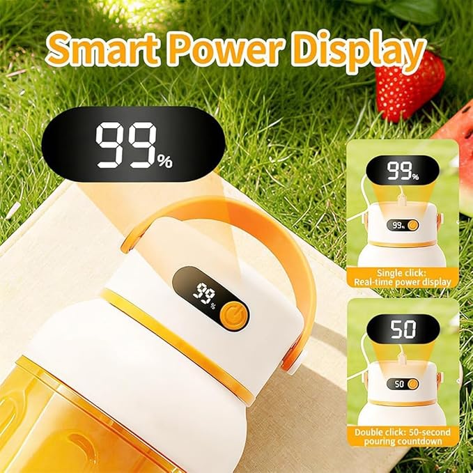 Portable Electric Juicer Cup with Zero Cord Hassle, 800-1200ML Personal Rechargeable Blender Portable for Shakes and Smoothies, with 36 Stainless Steel Blades, Straw and Two Lids (1200ML/42.33OZ)