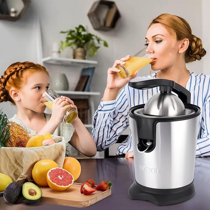 Electric Citrus Juicer, 350W 15000rpm Auto Off Dishwasher Stainless Steel Orange Juicer Ultra Powerful Motor Soft Handle Citrus Squeezer for Oranges, Lemons