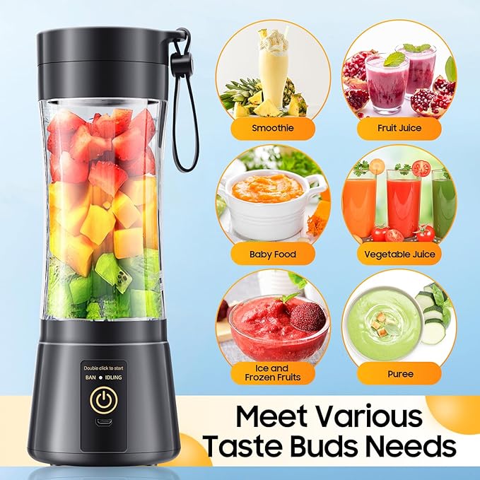 Cordless Personal Size Portable Blender - 380Ml Blender Smoothies and Shakes, BPA Free Traveling Juice Cup with Powerful Blending, Freshly Squeezed in Sports/Travel/Home