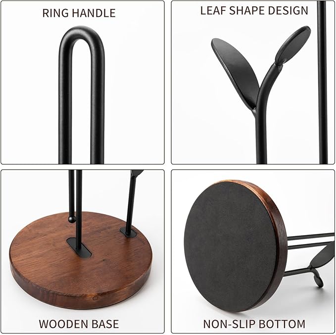 Paper Towel Holder Countertop, Wood Paper Towel Holder Stand, Easy One-Handed Tear Rustic Paper Roll Holder for Kitchen Dining Table Home Decor, High Model Easy to Install(for 11" Paper)