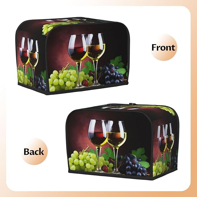 Grapes Red Wine Toaster Cover 2 Slice, Cute Country Bread Machine Cover, Washable Toaster Kitchen Small Appliance Cover Stain Resistant,with Top Handle