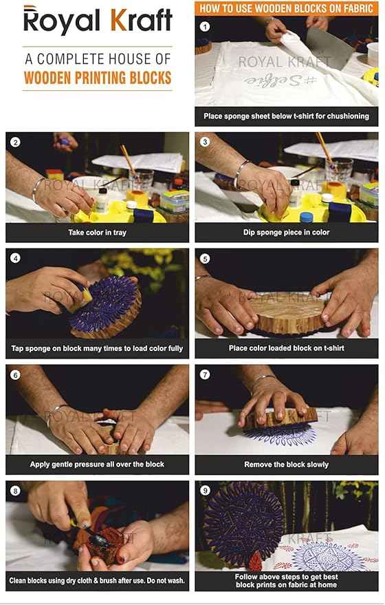 Royal Kraft Assorted Wooden Block Printing Stamps (Set of 10) Bulk01_10B