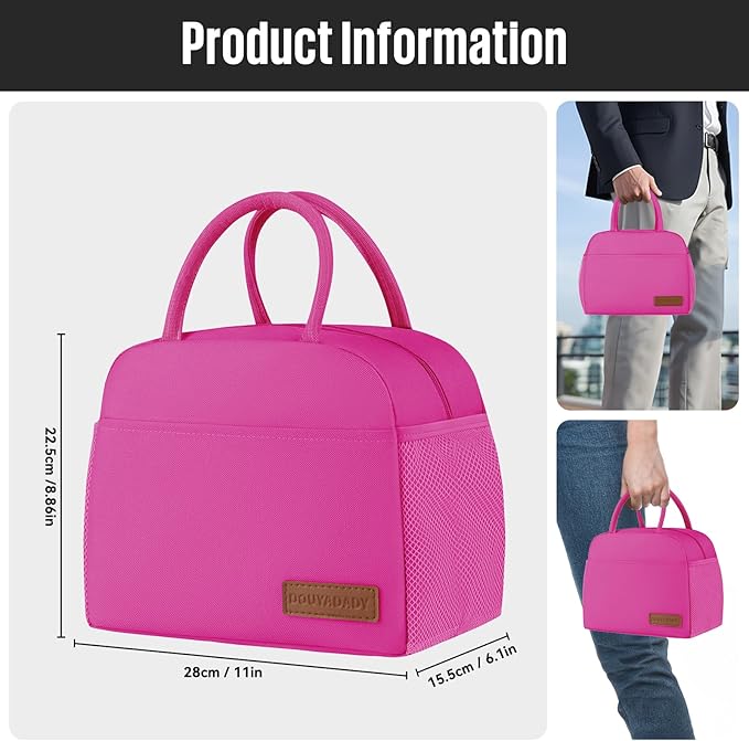 douyadady Lunch Bag Women/Men Lunch Box Women/Men (Rose Red)
