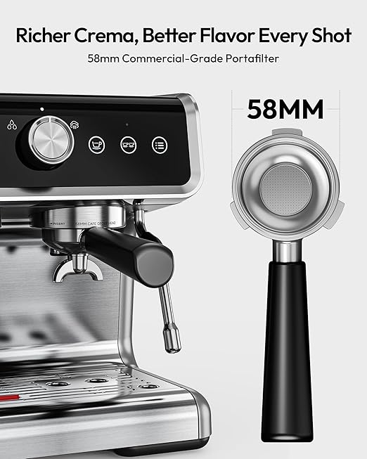 EUHOMY Espresso Machine with Grinder, 20 Bar Professional Espresso Coffee Maker for Home,with Milk Frother for Latte, Cappuccino & Barista-Style