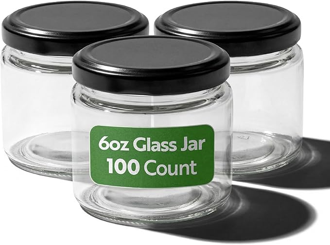 Restaurantware 100 Pack Of Glass Jars, 6 Oz Durable Glass Jars With Lids, Small Mason Jar For Food Reusable Hot And Cold Friendly, For Restaurants And Kitchens, Clear Storage Jar