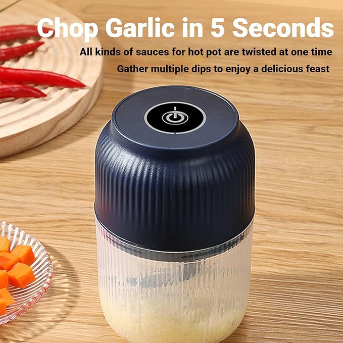 2026 New Electric Garlic Chopper, Mini Portable Veggie Chopper, Small Cordless Garlic Choppers Mincer, USB Rechargeable, 350ML Electric Mini Veggie Cutter for Onion, Garlic, Chili, Ginger (White)