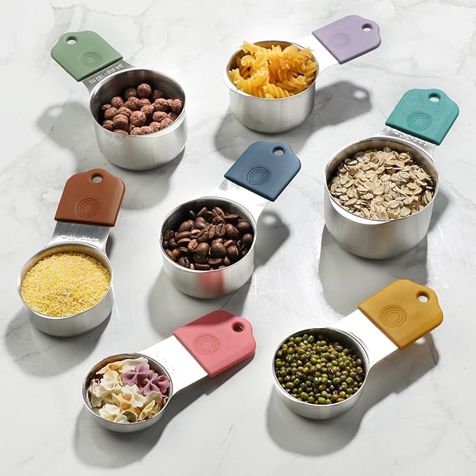 Magnetic Measuring Cups Set of 7 Stainless Steel Heavy Duty Stackable Measuring Cups for Dry and Liquid Ingredients