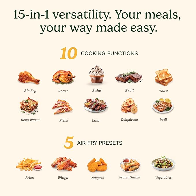 Cuisinart 15-in-1 Extra-Large Digital Air Fryer Oven with 9"x13" 2-in-1 Pan, Air Fry 4 Lbs of Wings, Cook a 13 Lb Turkey or 5+ Lb Chicken, Toast 9 Slices of Bread, and Bake a 13" Pizza, TOA-112