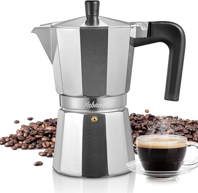Yabano Stovetop Espresso Maker, 9 Cups Moka Coffee Pot Italian Espresso for Gas or Electric Ceramic Stovetop, Italian Coffee maker for Cappuccino or Latte