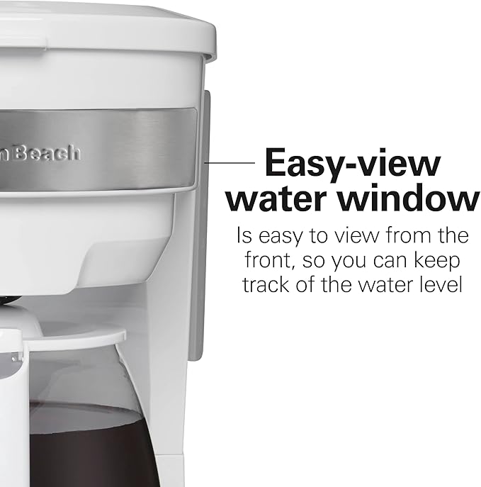 Hamilton Beach 12 Cup Programmable Drip Coffee Maker Machine, Regular & Bold Brew Options, Auto Pause and Pour, Glass Carafe, White (46294J)